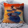 Boat Bay Beach Canvas Painting Pillow Gift Home Office Decoration Pillow Bedroom Sofa Car Cushion CoverPillow Case