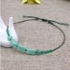 GEMCHIC Women's Ethnic Style Green Aventurine Choker Necklace Natural Stone Adjustable Cord Collarbone Chain Vintage Jewelry