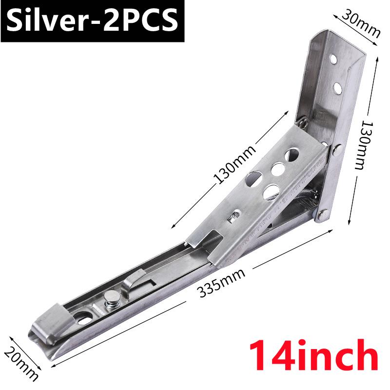New 2PCS Folding Shelf Brackets 8-14inch Heavy Duty Stainless Steel Collapsible Shelf Table Work Space Saving DIY Bracket 2025