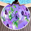 Vintage Floral Round Beach Towel with Tassels, Farmhouse Flower Beach Blanket, Soft Microfiber Yoga Meditation Mat Picnic Rug