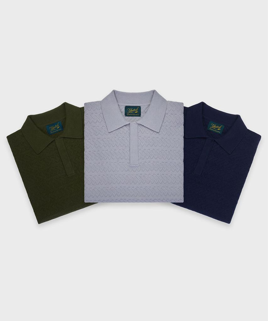 Yaichi Jacquard Knit Polo - Chive