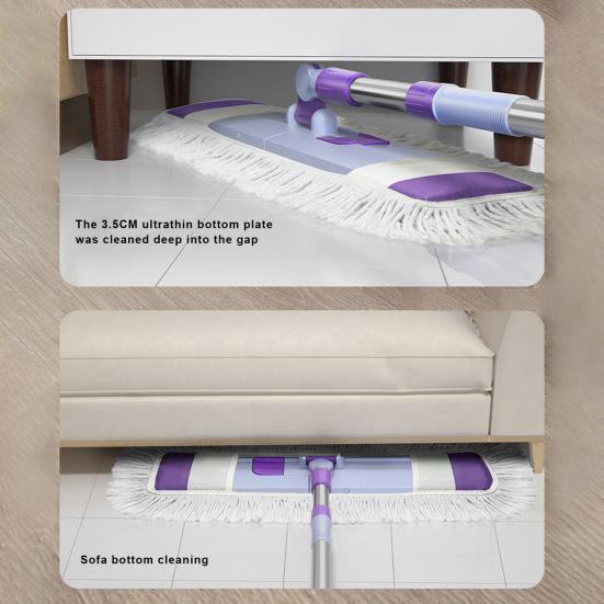 Yousheng 1 Set Home Mop Set with Replaceable Washable Pads 360 Degree Rotating Head Telescopic Stainless Steel Pole Mop