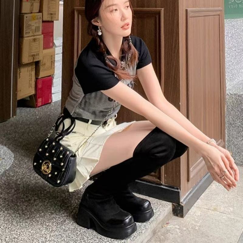 Increase height and show thinness Elastic boots Skinny boots Increase height Small long boots Wrap legs and show thinness Tall knight boots