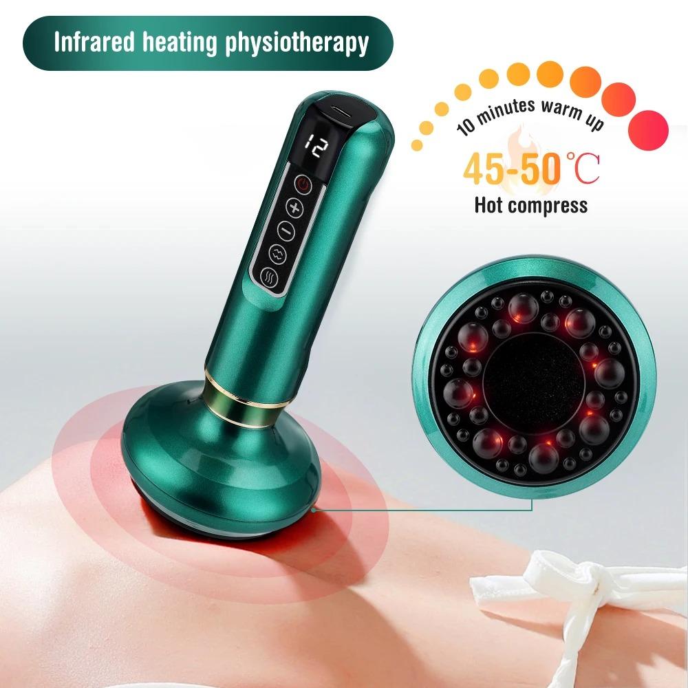 Electric Cupping Massage Device with 12 Suction Modes for Back/Arms/Legs Scraping Can Fatigue Relieve Health Cupping Massager