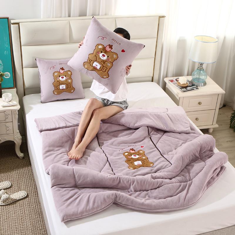 Double-Sided Milk Velvet Embroidered Pillow: Cozy Winter Cushion for Car & Gift