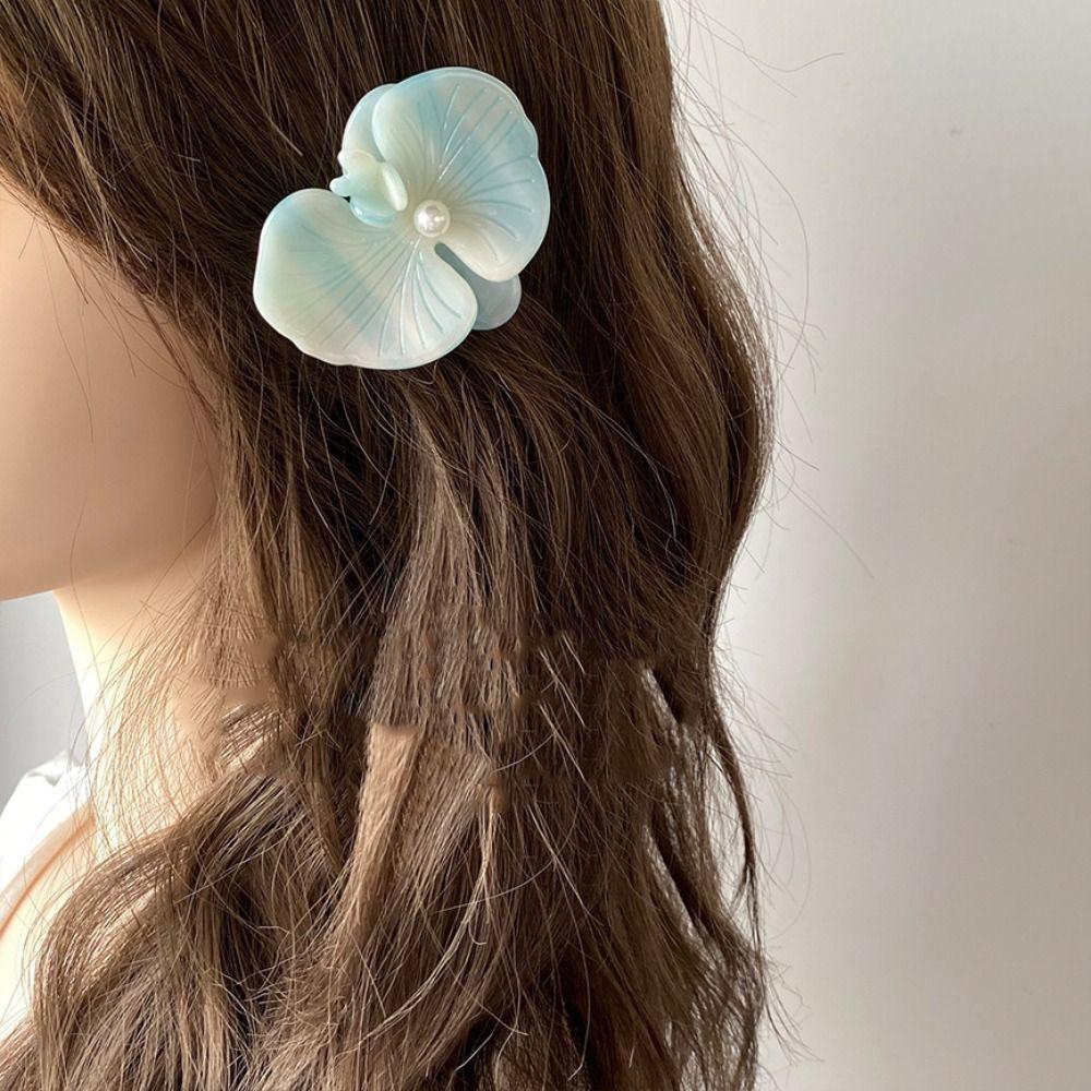 Side Clip Acetic Acid Hairpin Floral Korean Style Flower Duckbill Clip Butterfly Orchid Hair Accessories Fresh Barrettes
