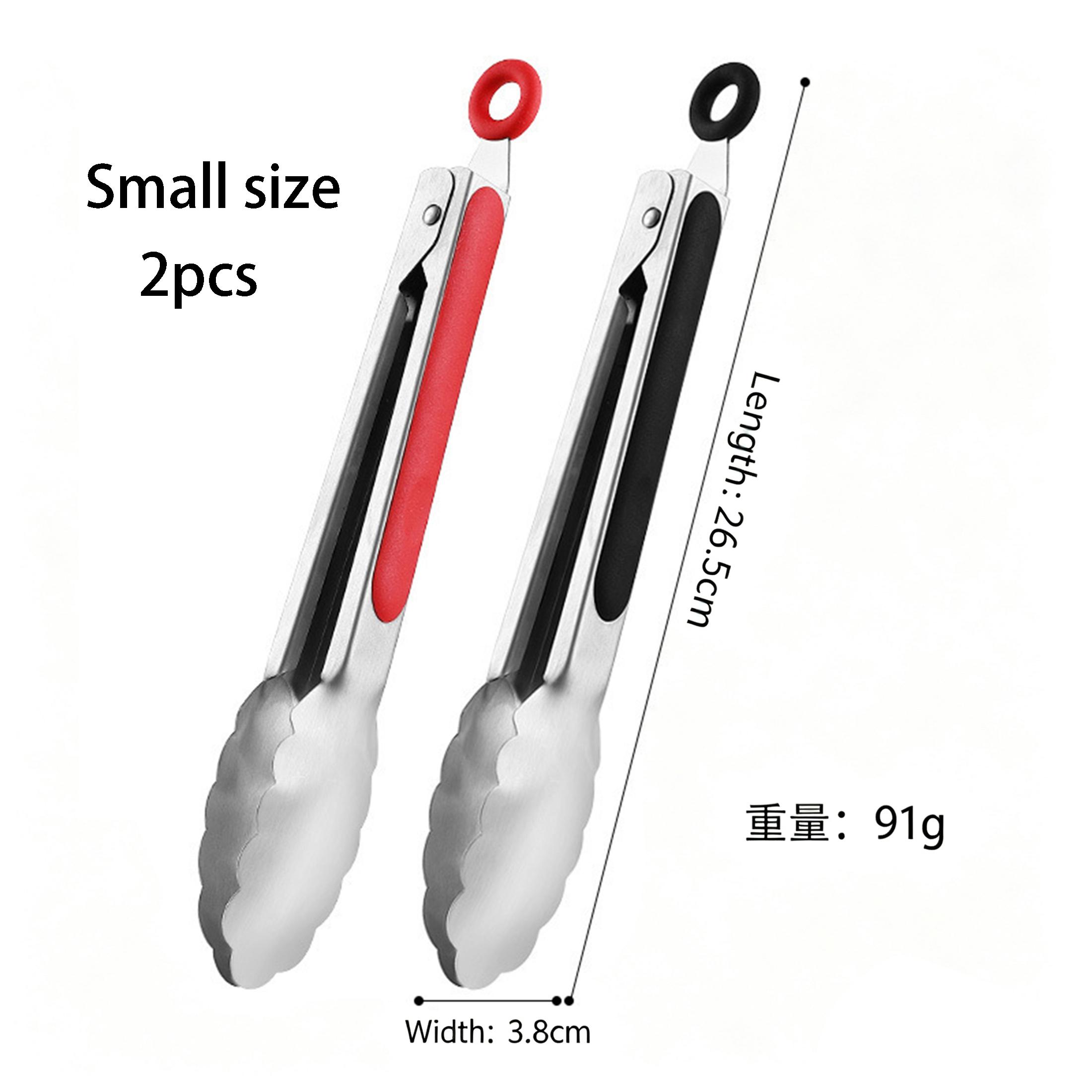 Stainless Steel Kitchen Food Tongs with Heat Resistant Silicone Handles Hanging Loop Lock Multi Purpose BBQ Grilling Tongs Cooking Salad Frying Baking