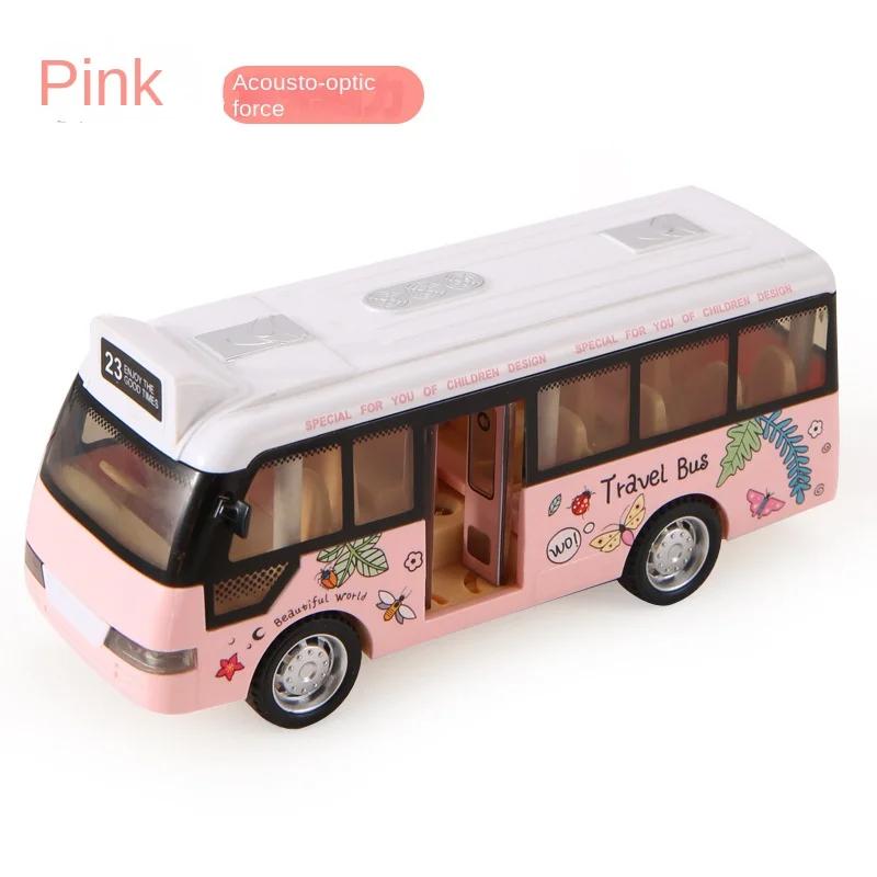 School Bus Toys Cars Die Cast Metal Little Cars City Bus With Sound And Light Up Friction Powered Cars Play Toys Gift For Kids
