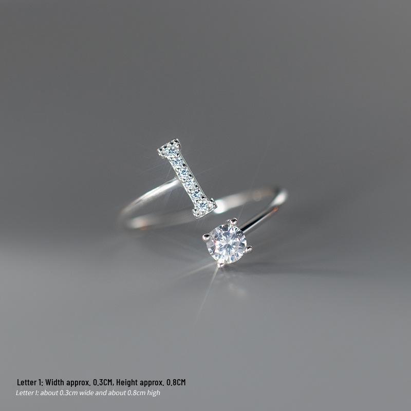 Women's Alphabet Rings: Unique Japanese and Korean Style, Plain Band, Open Design for Index Finger.