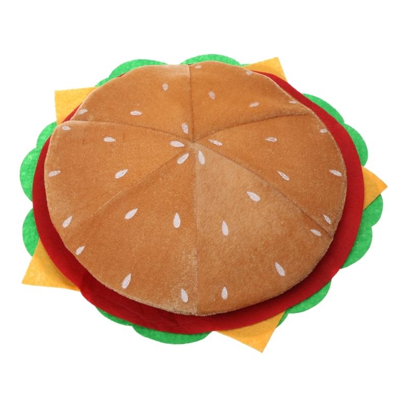 

Hamburger Shape Funny Halloween Hat Personality Carnival Party Easter Christmas Unisex Casual Beanie Hat Adult Cap 1