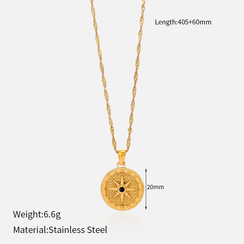Vintage French Twisted Star Moon Pendant Necklace For Women Fashion Titanium Steel Chain
