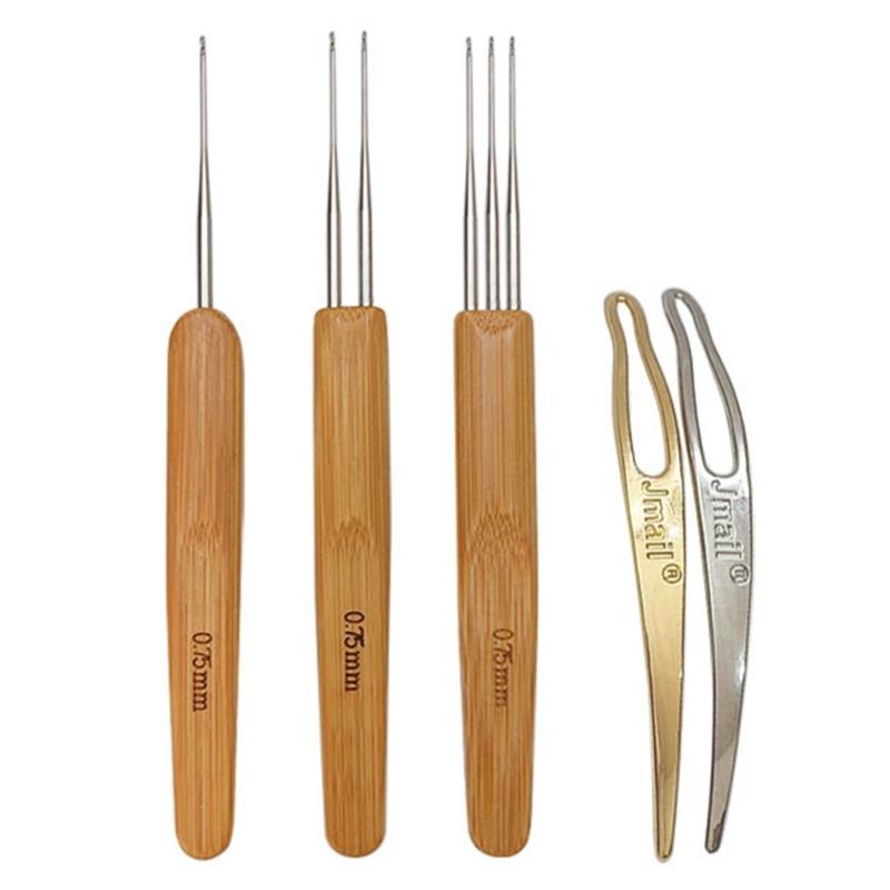 Different Size Latched Hook Crochet Needle Latched Hook Tool Set for Braid Hair, Carpet Making, Wood Crochet Needle Hook