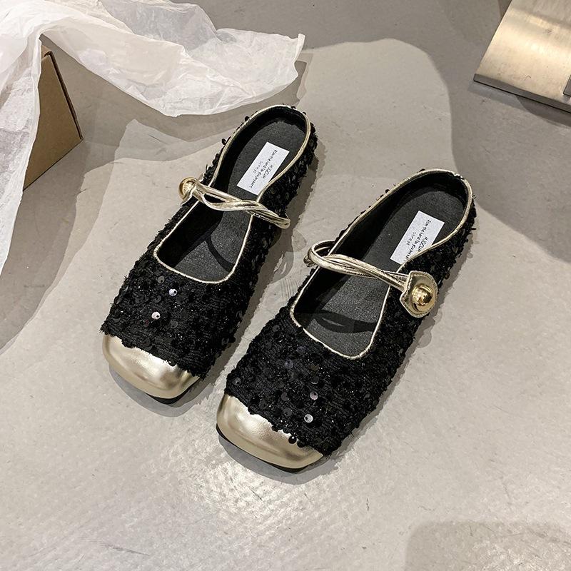 

Французская сумка голова Мэри Джейн крутые тапочки женская верхняя одежда 2025 лето новые блестящие темпераментные с юбкой полутапочки 40 чёрный