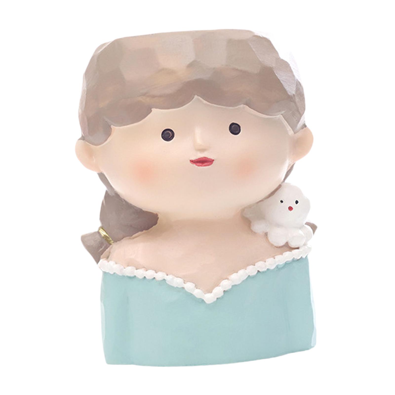 

Girl Flowerpot Outdoor Decorative Sculpture with Drainage Present Home Decor Gift Girl Head Flower Pot Unique Flower Planter