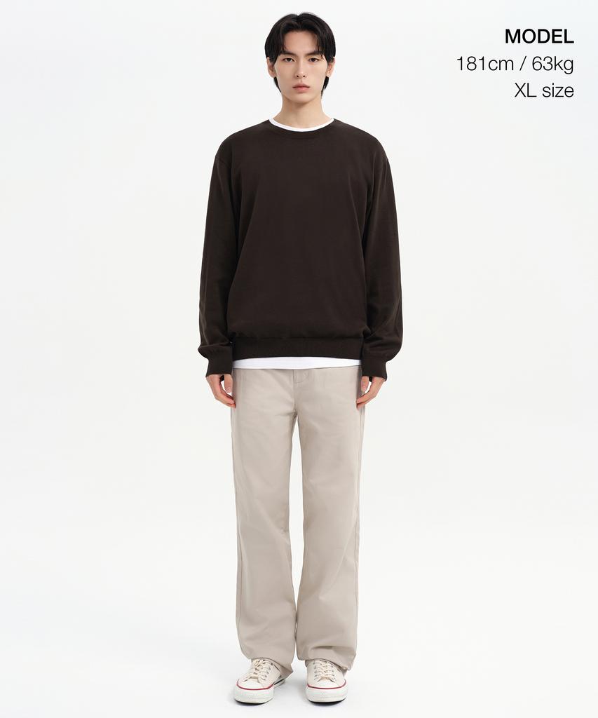 MUSINSA STANDARD Washable Supima Cotton Crew Neck Knit [Brown]