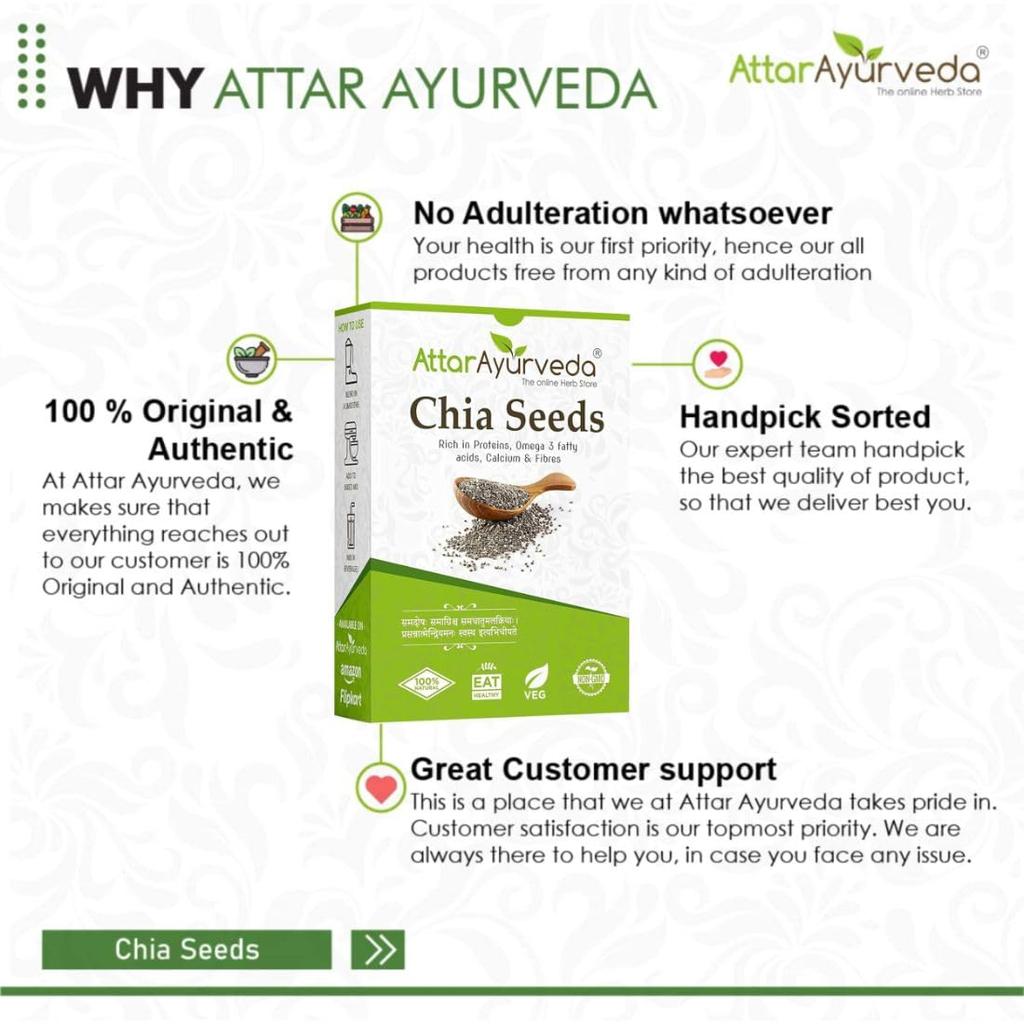 Attar Ayurveda Chia Seeds 250 gm Pack of 1 | Pure Natural Superfood for Weight Control, Heart Health, and Digestive Wellness