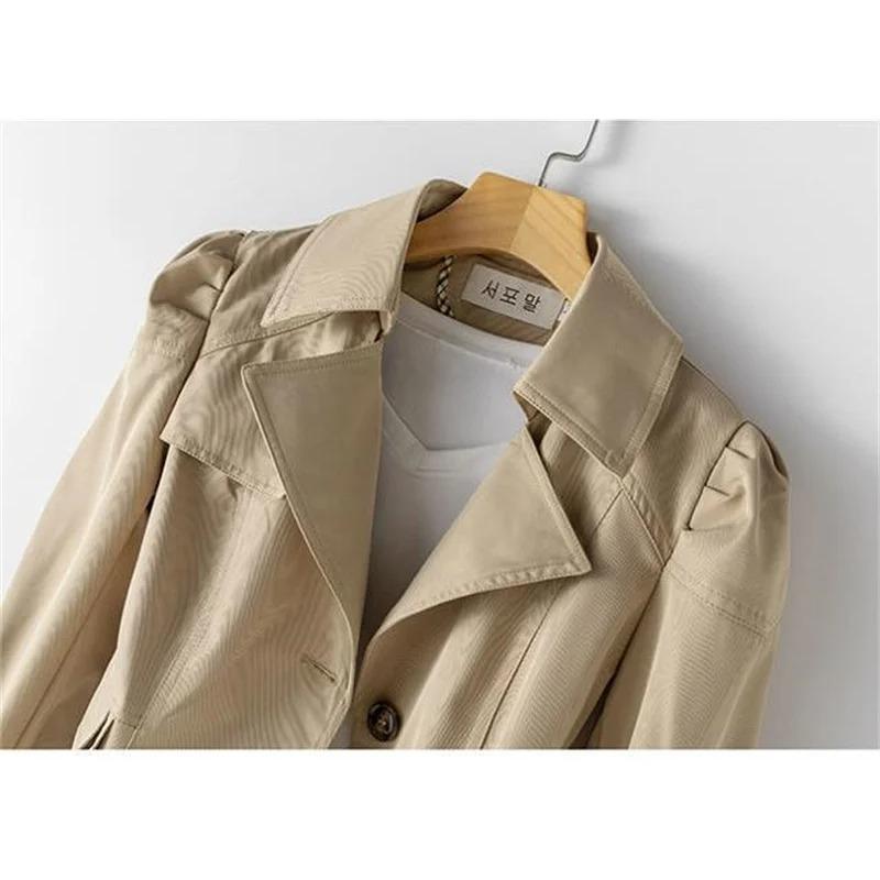 Fashion Spring Autumn Solid Trench Coat Women Single Breasted Khaki Black Pink Beige Windbreaker Outerwear Casual