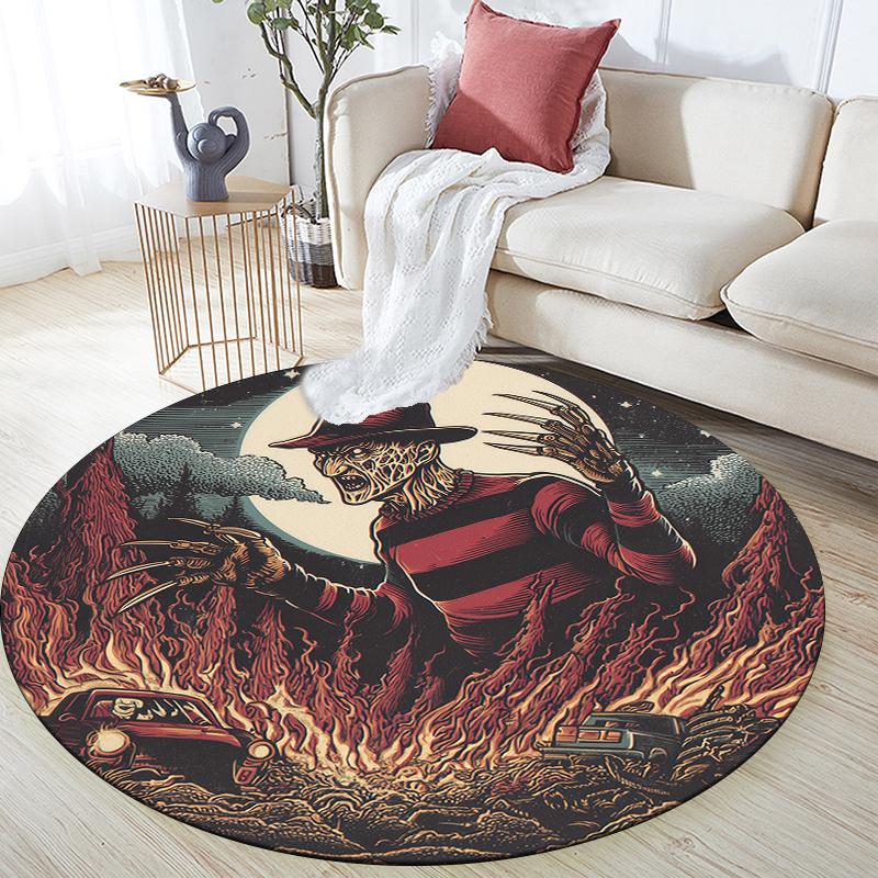 Horror Character pattern round rug,Carpet Rug for Living Room Bedroom Sofa Playroom Decor,Non-slip Floor Mat,Holiday Gifts and Birthday Gifts.