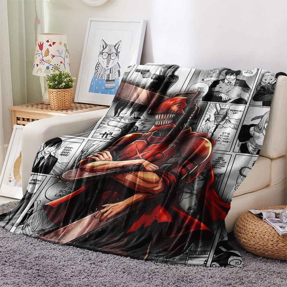 1 Stück Chainsaw Man Gemustert Flanelldecke Geeignet für Alle Jahreszeiten Für Heimdekoration Wärme Und Komfort Geschenke Feiertagsgeschenk