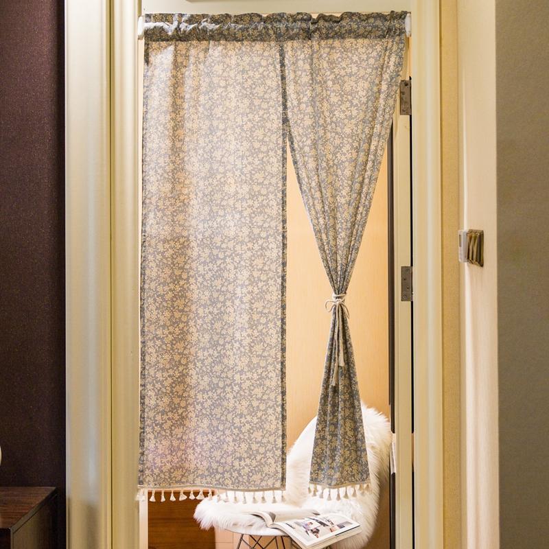

Home Curtains Fabric Curtain Living Room Bedroom Door Curtain Japanese Style Cotton Linen Semi-shading Short Valance W90 x H140cm&Rod Pocket