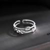 925 Sterling Silver Double Layer Pig Nose Open Ring - Women's High-Grade Plain Band for Index Finger, Niche Design