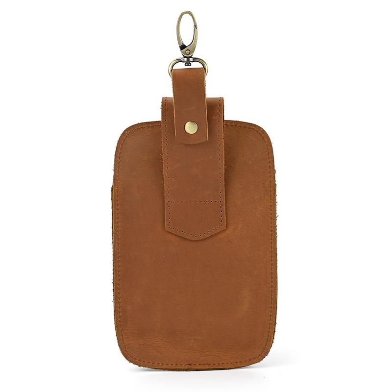 Small Male Bag Genuine Leather Waist Bag Phone Belt Pouch Men's Waist Pack With Clip On Pants Leather Waist Bag Mini Phone Bag