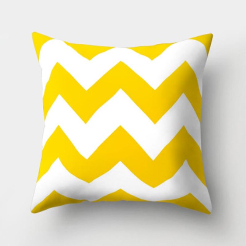Yellow Geometric Cushion Cover For Home Sofa Decoration 18 Inch
