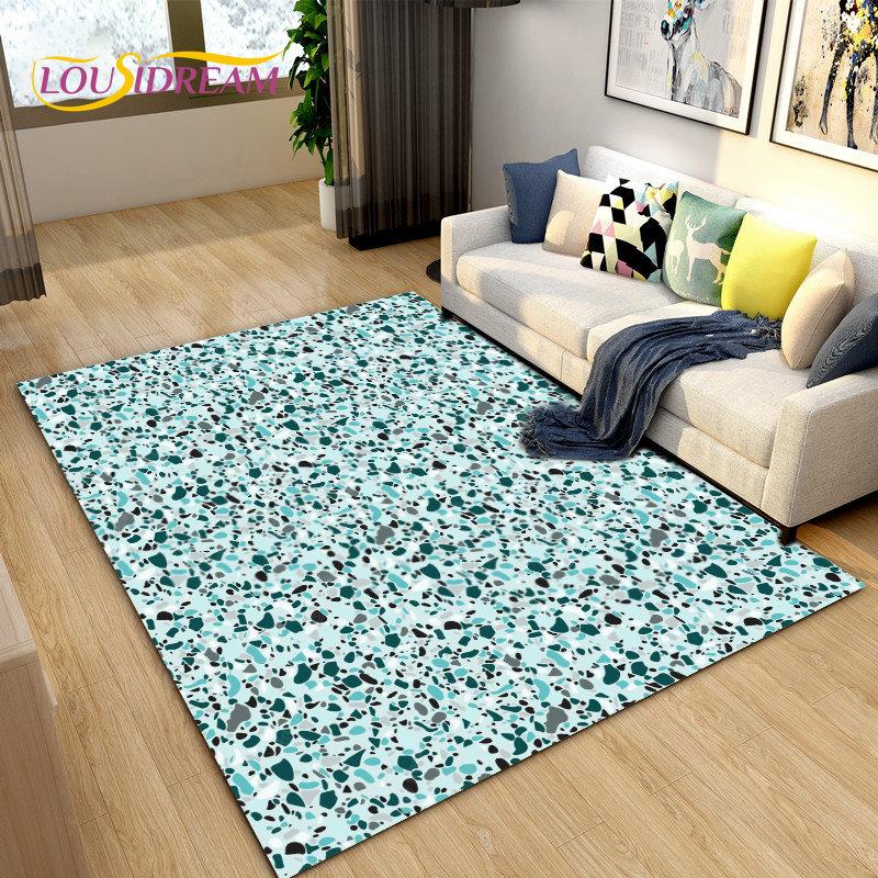 3D Crushed Stone Path Colour Gravel Area Rug Large,Carpet Rug for Living Room Bedroom Sofa Doormat Decoration,Non-slip Floor Mat