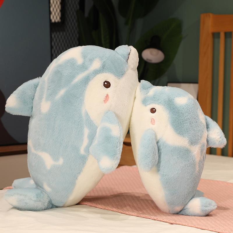 Dolphin Plush Pillow Cute Light Blue Stuffed Animal Perfect Birthdays For