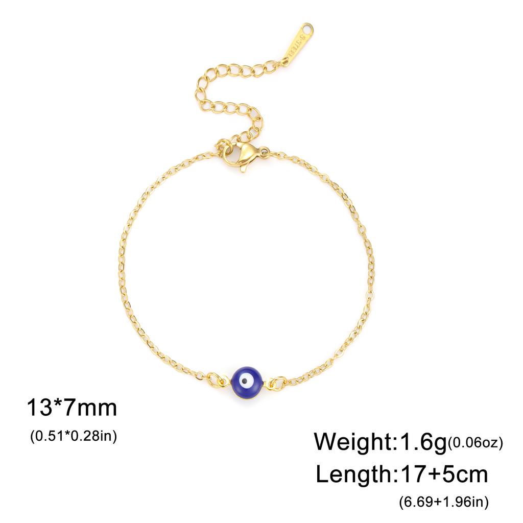 Teamer Blue Evil Eye Bracelet Stainless Steel Gold Color Women's Bracelet Good Luck Amulet Jewelry Friend Gift Wholesale