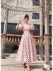 Retro Europäisches & Amerikanisches Polka-Dot-Kleid mit Puffärmeln und Taillenbetonung