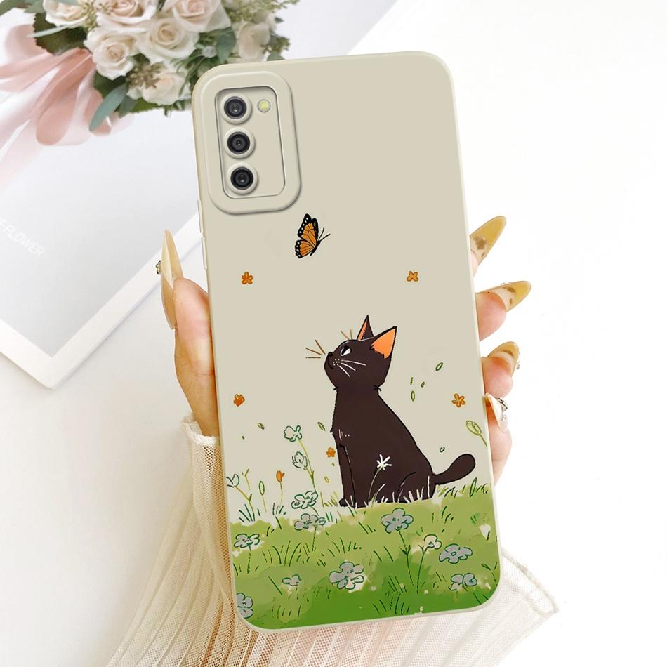 For Samsung Galaxy A03s Cute Cat Flower Cartoon Phone Case For Samsung A03S SM-A037G Shockproof Soft Silicone Covers Bumpers