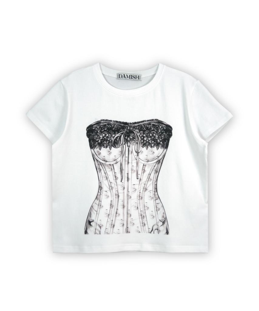 Damiswi Corset Print T-Shirt_White