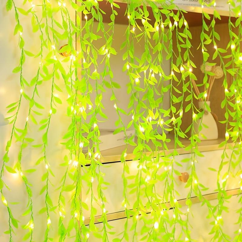 Artificial Willow Leaf LED String Lights, USB Powered Copper Wire Fairy Lights, Green Vine Garland for Indoor Outdoor Garden Patio Party Decoration