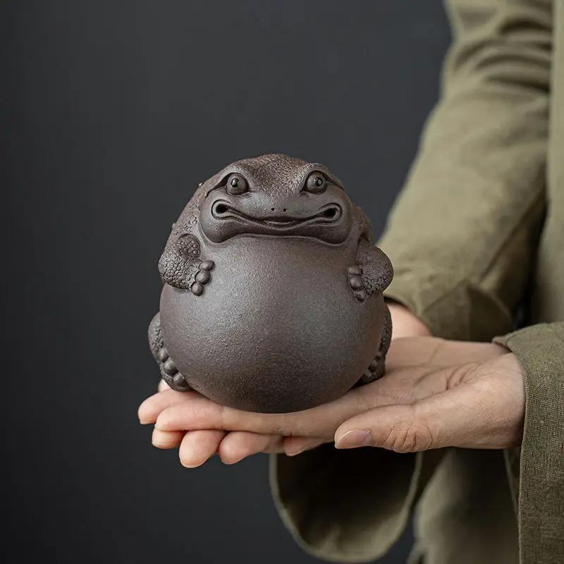 Purple Clay Tea Pet Can Be Raised Wealth-attracting Golden Toad Tea Pet Office and Home Handcrafted Premium Creative Decoration