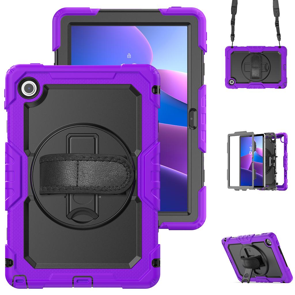 Para Lenovo Tab 10.1 (2025) Capa TB-311XU/Tab TB311FU PC+Silicone Capa para Tablet com Película PET Anti-Risco e Alça de Ombro