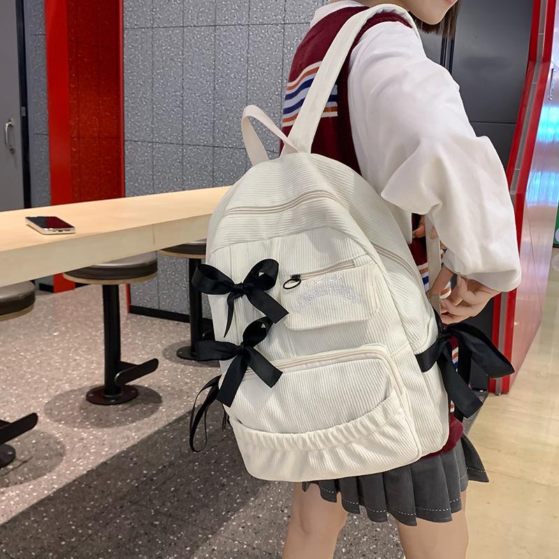 Student Schoolbag Women's Corduroy Backpack Large Capacity Backpack