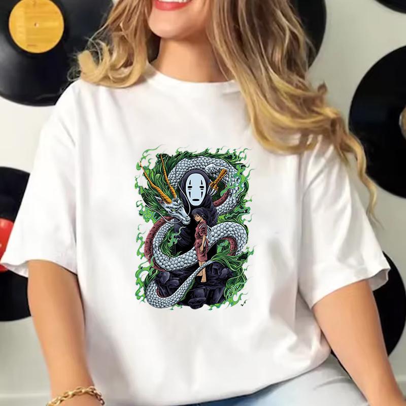 Hot Anime No Face Man Ogino Chihiro Printing T-shirt Women Men Fashion Short Sleeve Street Casual Personality Summer T-shirt