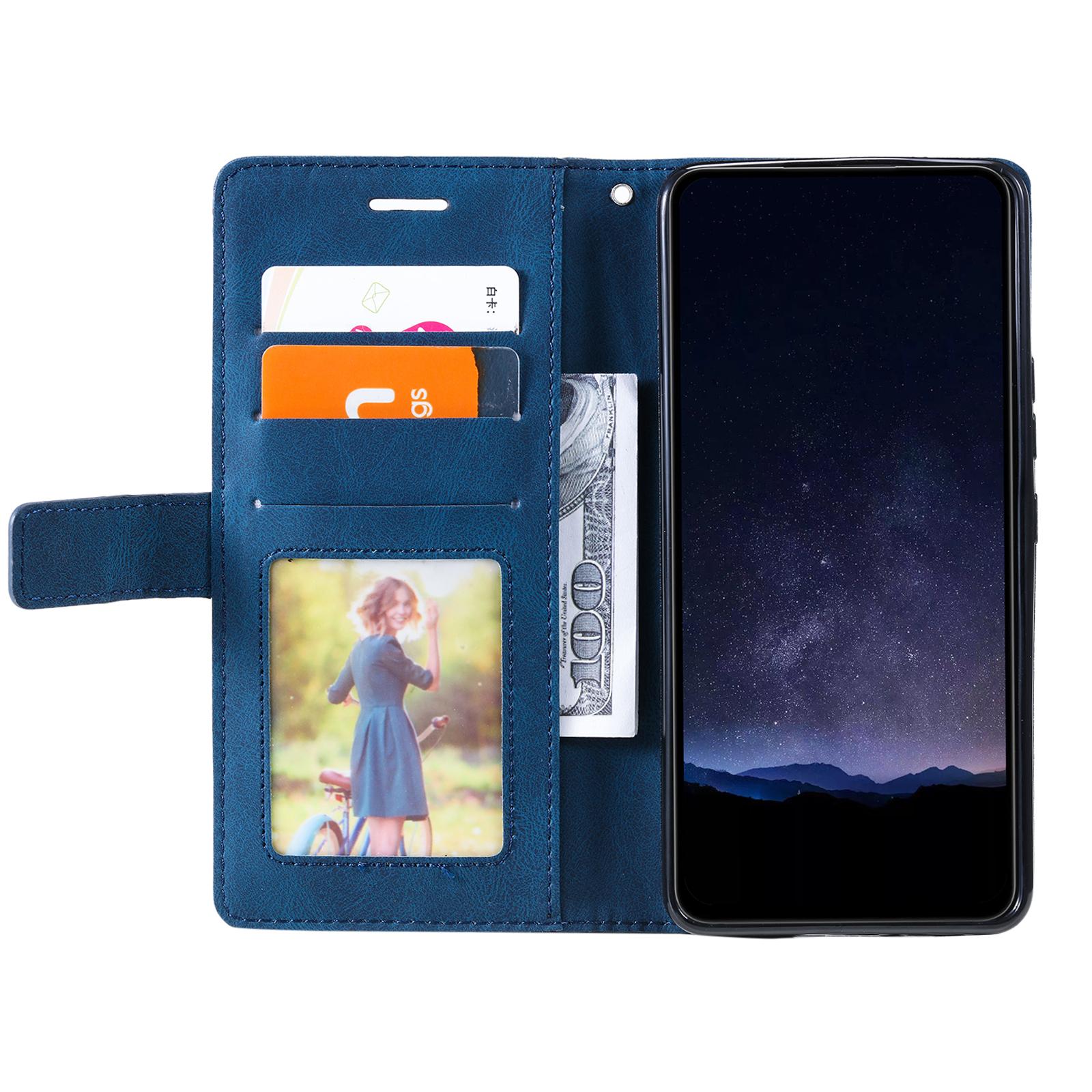 

For Samsung Galaxy A54 5G Case Phone Leather Cover Lines Imprinted Splicing Design Blue