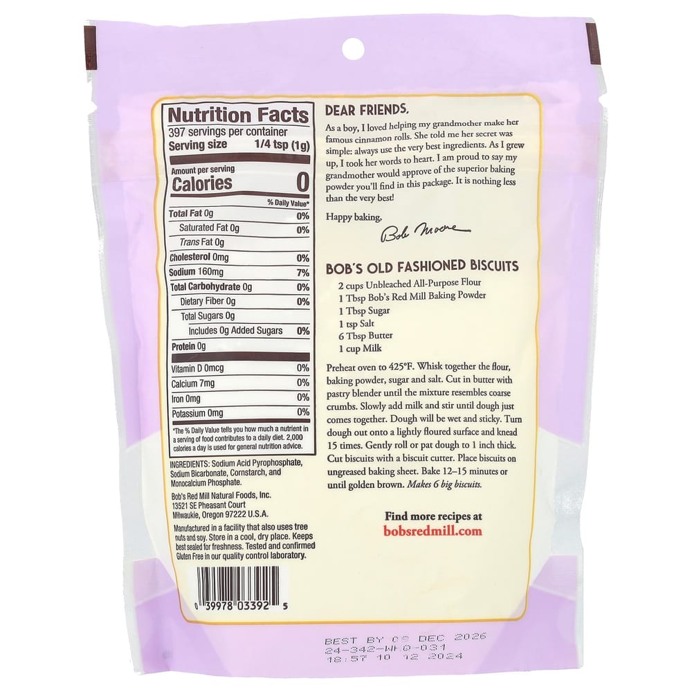 Bobs Red Mill Doppelbackpulver Glutenfrei 397g (14oz)