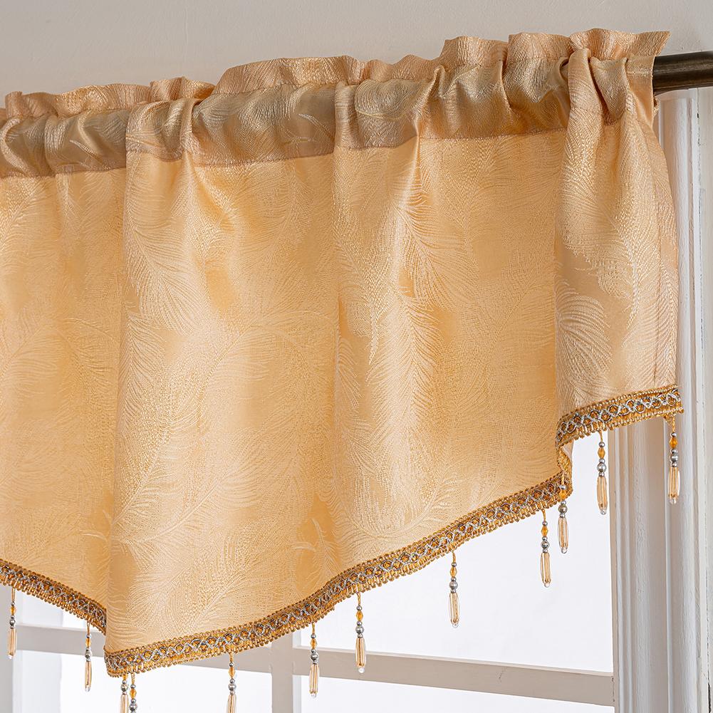 1PC Nuan Series Luxury Jacquard Curtain Head Beads Decorative Window Valance for Living Room Bedroom Home Decor