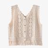 Crochet Vest Fringed Sleeveless Hollow-out Openwork Button-front Knit Blouse Sweater Vest Women Boho Festival Spring Summer 2026