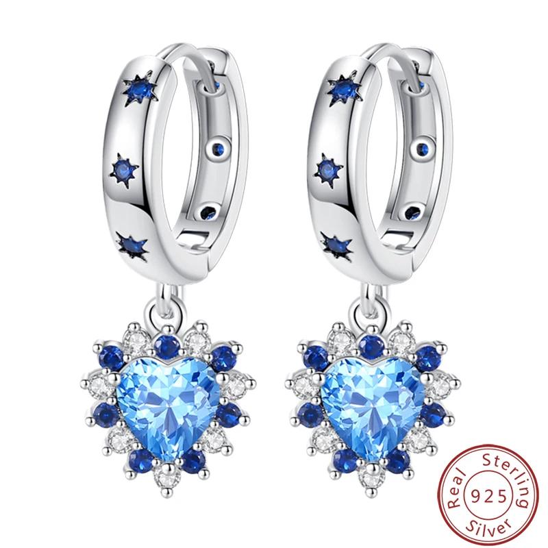Women's Romantic 925 Silver Snowflake Star Shining Zircon Christmas Winter Earrings Fit Wedding Party Exquisite Jewelry