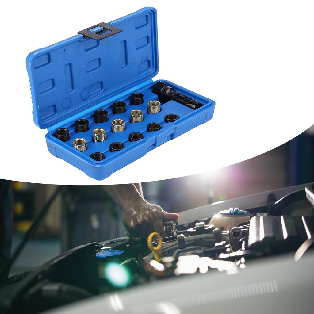 Professional 16Piece Engine Repair Spark Plugs Thread Repair Tool, M14x1.25mm With Steel Construction And Storage Case