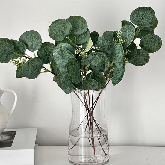 5Pcs Artificial Eucalyptus Leaves with Fruits Realistic Fake Greenery Plants DIY Floral Arrangements Table Centerpiece Decoration