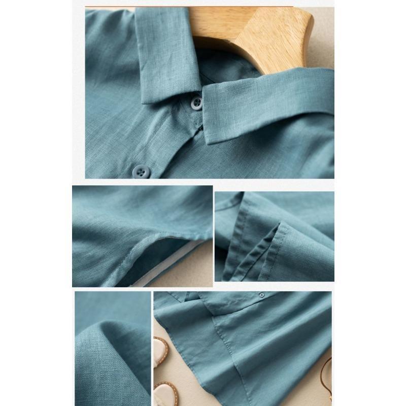 Blusa sin mangas de lino gris claro para mujer con cuello y botones, top tipo tank top casual holgado