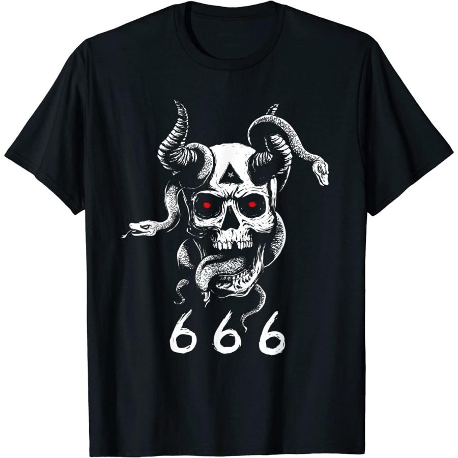 

LAUDAH Satanic Devil with Snakes Skull Occult Pentagram Baphomet T-Shirt XXXXXL різнокольоровий