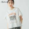 Korean Fashion Summer Women Baggy Cotton T-Shirt O Neck White Gray Letter Print Casual Loose Top Flare Sleeve Ladies' Basic Tee