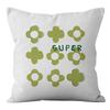 Small Clear Green Geometric Flower Print Pillowcase Short Velvet Cushion Living Room Sofa Pillowcase