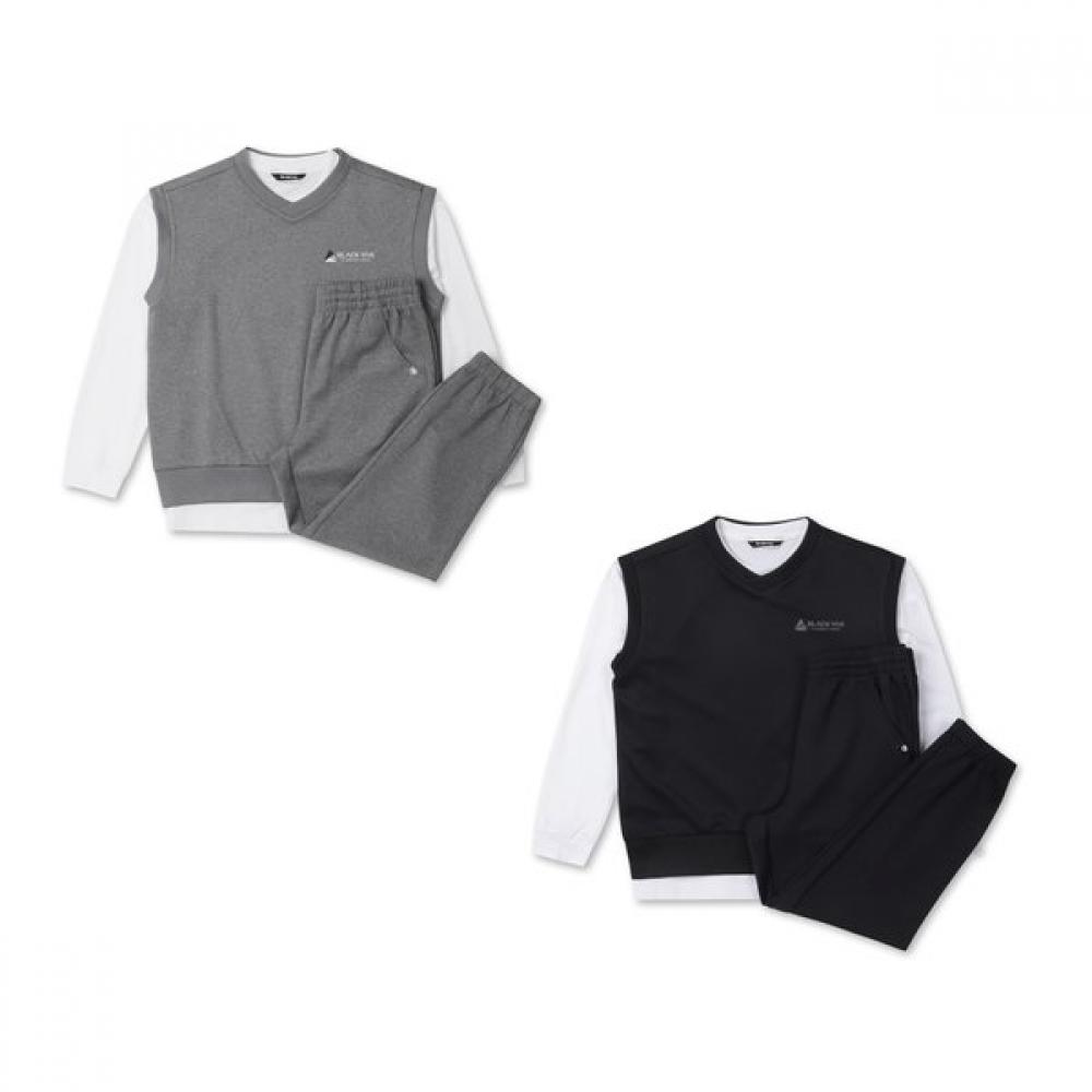 Blackyak Kids Oversized VesT + Long Sleeve T shirT + Jogger panTs 3pcs seT BLACK/110